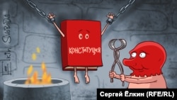 Sergei Yolkin's cartoons have been published regularly by outlets such as RFE/RL and Deutsche Welle.