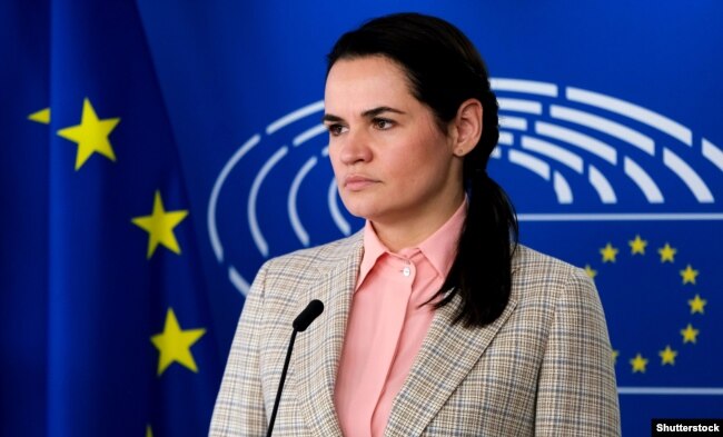 Білоруська опозиціонерка Світлана Тихановська під час пресконференції в Брюсселі, 21 вересня 2020 року