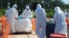 Chemical specialists collect and package dangerous pesticides in the village of Dceni.