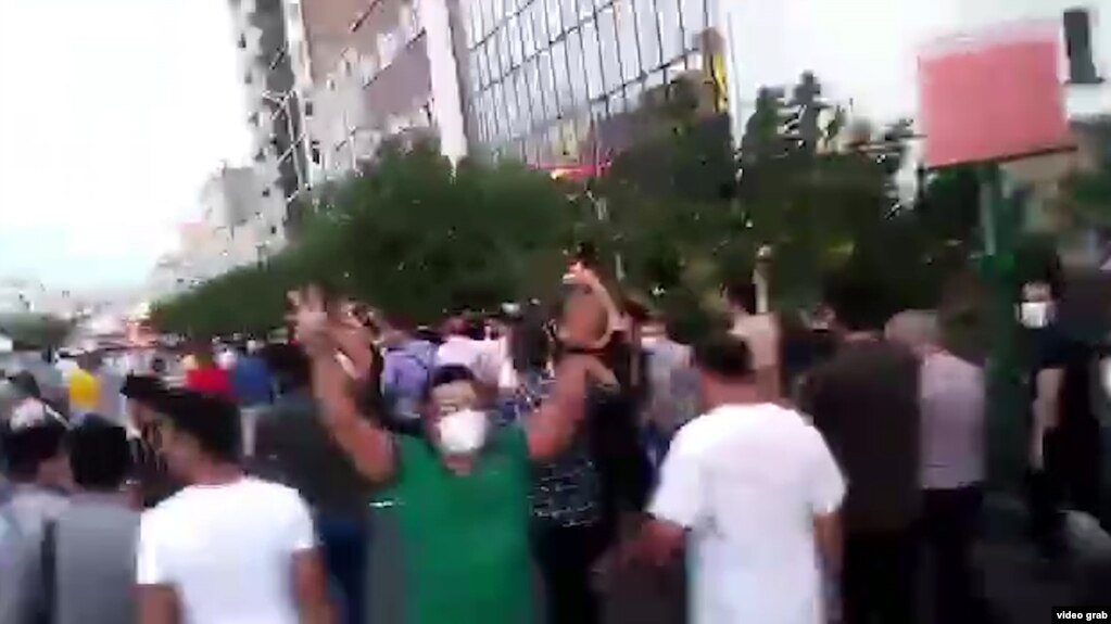 A screen grab from an amateur video that appears to show protests in Tehran as unrest spread across Iran amid a deepening economic crisis in the country.