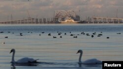 Будівництво Керченського моста, архівне фото