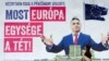 Viktor Orban pe un afiș electoral care spune„În primul rând au vrut să ne ia banii, dar acum miza e unitatea UE”