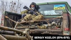 A Ukrainian soldier on duty in the Kharkiv region, where fighting has been reported in recent days. (file photo)