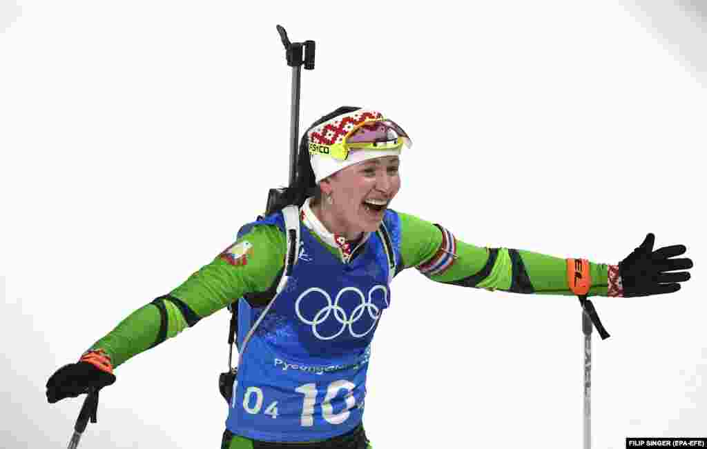 Эстафеталық жарыста алтын медаль жеңіп алғанға дейін Дарья Домрачева Пхенчхандағы қысқы Олимпиада ойындарында масс-старттан күміс медаль иеленген болатын
