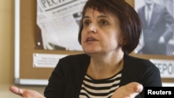 Оксана Макушина, "Голос Республики" газетінің бас редакторы кезінде. Алматы, 21 қараша 2012 жыл
