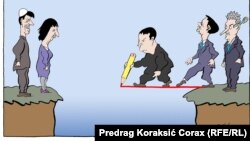 Karikatura Predraga Koraksića Coraxa o briselskom dijalogu