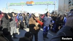 Protesters gathered in the provincial capital, Aktau, on December 18 (pictured) and again on December 19.