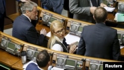 Yulia Tymoshenko attends a parliament session in Kyiv on February 16.