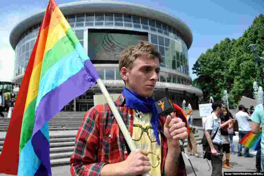 Dozens of gay rights activists took to the streets of the Georgian capital to mark The International Day Against Homophobia on May 17.