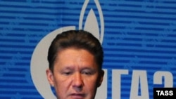 Gazprom CEO Aleksei Miller at the annual shareholder's meeting at Gazprom headquarters in Moscow on June 26
