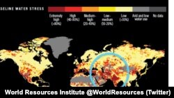 Institut za svjetske resurse kaže da se skoro četvrtina svijeta suočava s ekstremno velikim 'vodenim stresom'.