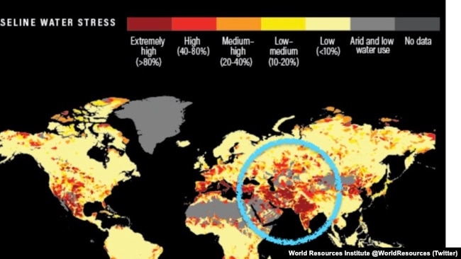 Institut za svjetske resurse kaže da se skoro četvrtina svijeta suočava s ekstremno velikim 'vodenim stresom'.