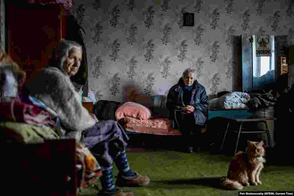 Raisa Kazakova shares her flat with nine other pensioners whose own homes were destroyed. 