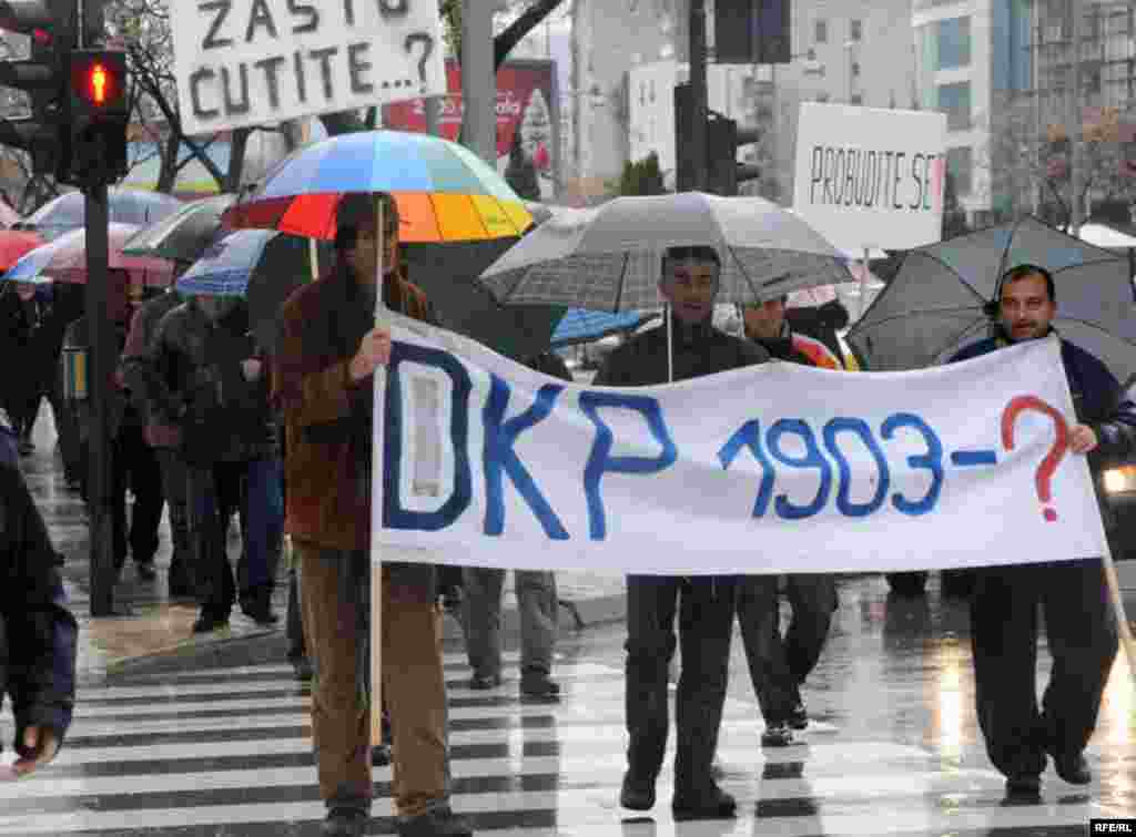 Protesti radnika Duvanskog kombinata Podgorica. Foto:Savo Prelević 