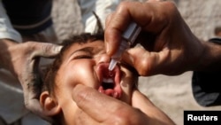 Ребенку делают прививку от полиомиелита в Афганистане. Джалал-Абад, 11 февраля 2013 года. 