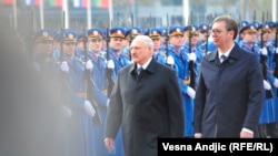 Doček Aleksandra Lukašenka ispred Palate Srbija u Beogradu tokom njegove posete 3. decembra 2019. godine.