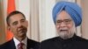 U.S. President Barack Obama and Indian Prime Minister Manmohan Singh speak to the press in Washington.