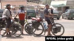 A video provided to RFE/RL shows part of a group of foreign cyclists a day before they were targeted in a deadly attack on a highway in southern Tajikistan.