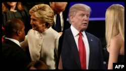 U.S. Democratic presidential candidate Hillary Clinton (left) and Republican presidential candidate Donald Trump clashed over Russia, Syria, and their personal records on October 19.