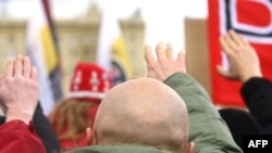 Russian ultranationalists give the Nazi salute during a rally in Moscow. (file photo)