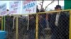 Armenia - Residents of Lori region demonstrate against environmental activists campaigning against the Teghut mining project, 15Jan2012.