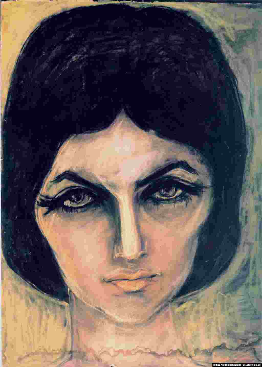 A portrait of Shandana, Ghani Khan&#39;s elder daughter. Pastel on paper.