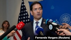 US Secretary of State Marco Rubio speaks to reporters in Barranquilla, Colombia, on September 8, 2026.