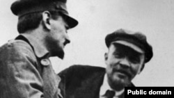 The dead communist revolutionaries Lev Trotsky (left) and Vladimir Lenin reportedly showed up at seances in Bila Tserkva in the 194os, landing a group of occultists in trouble with the Soviet authorities. 