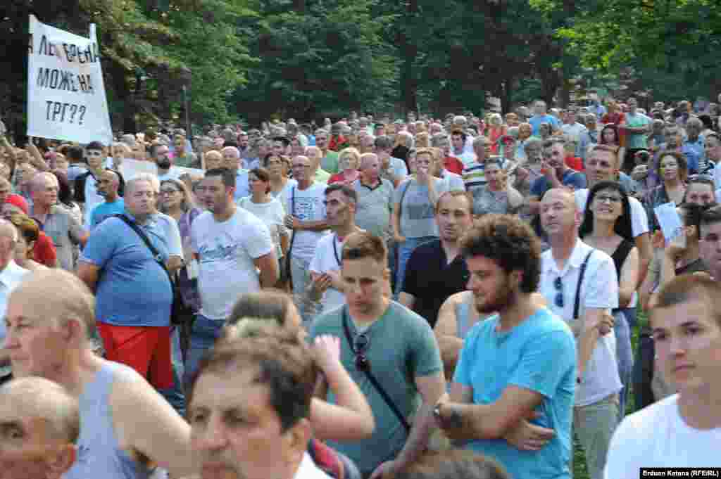 Organizatori protesta procjenjuju da se u parku na protestu okupilo oko tri hiljade građana.