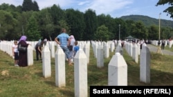 Mourners gather at the memorial center for the victims of Srebrenica ahead of the 26th commemoration last month.