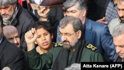 Former chief of the Revolutionary Guards Mohsen Rezai takes part in a rally after the assassination of the Iranian Major-General Qassem Soleimani. January 3, 2020