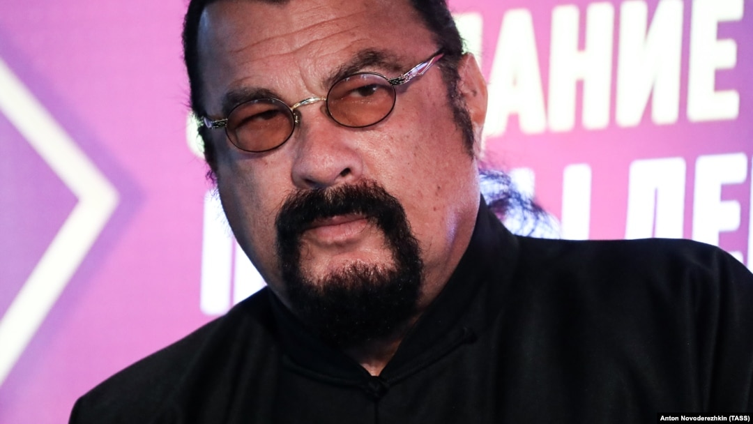 U.S. actor Steven Seagal at a meeting of the A Just Russia-Patriots For Truth bloc in Moscow on May 29.