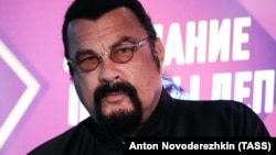 Actor Steven Seagal attends a meeting of the A Just Russia party in Moscow on May 29.