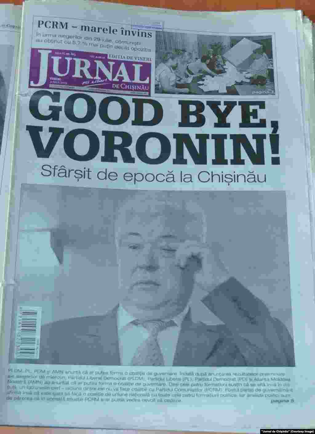 &quot;Jurnal de Chişinău&quot;, 31 iulie 2009, sfârşit de epocă Voronin