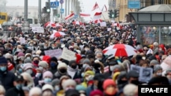 Акция протеста в Беларуси. Минск, 16 ноября 2020 года.
