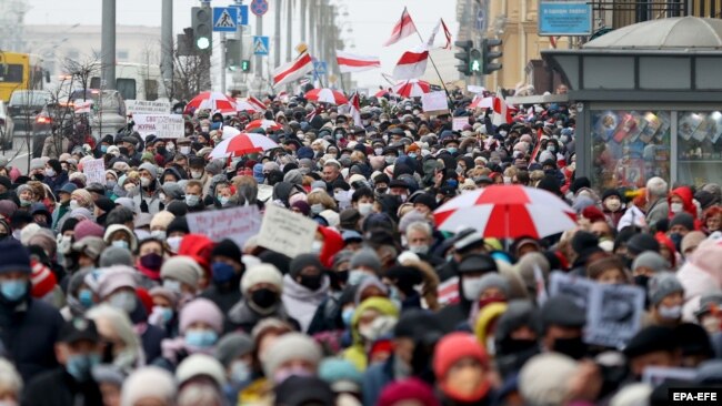 Protestat kundër regjimit të Lukashenkës. Minsk, 2020.