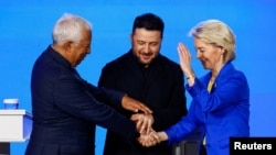 Урсула фон дер Ляйен, Антониу Кошта жана украин президенти Владимир Зеленский. Архив сүрөт.