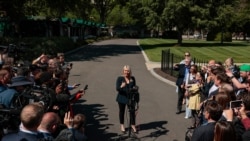White House Press Secretary Karoline Leavitt speaks with members of the media at the White House in Washington, D.C., U.S., April 22, 2026.