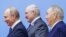 Уладзімер Пуцін, Аляксандар Лукашэнка і Нурсултан Назарбаеў на саміце ў Казахстане 29 траўня