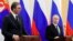 RUSSIA -- Russian President Vladimir Putin and Serbian President Aleksandar Vucic attend a press conference in Sochi, December 4, 2019