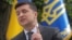Ukrainian President Volodymyr Zelenskiy speaks at an open-air news conference in Kyiv on May 20.