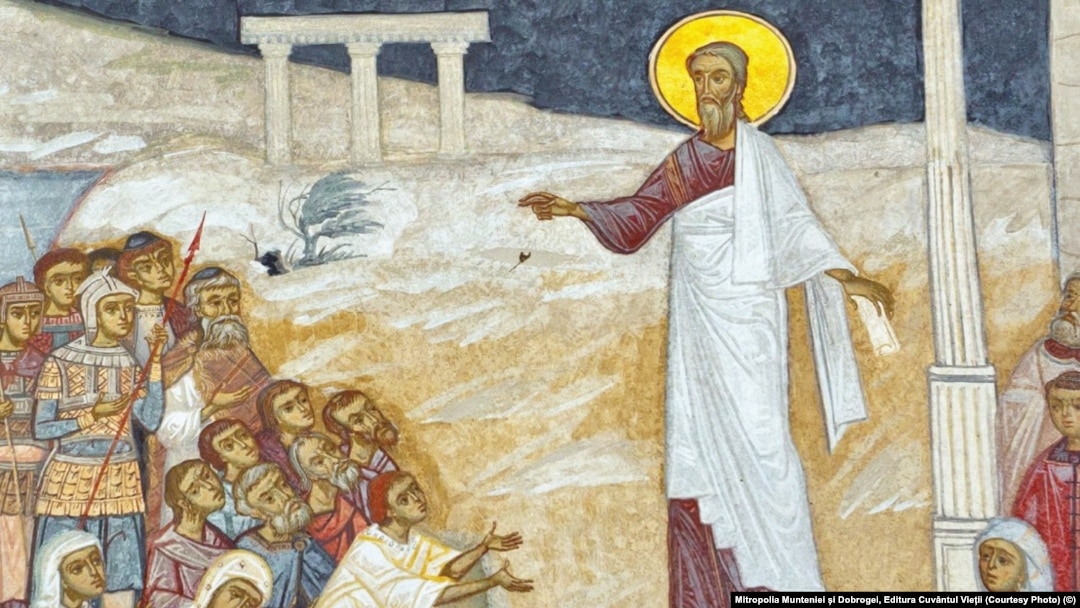 România - Apostolul Andrei predicând în Dobrogea, frescă Grigore Popescu
