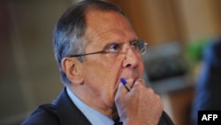 Russian Foreign Minister Sergei Lavrov at the G8 foreign ministers meeting in Washington on April 11