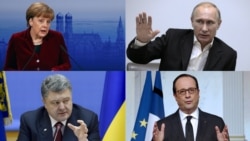 Prezidentler Wladimir Putin, Petro Poroşenko, Angela Merkel we Fransua Olland 