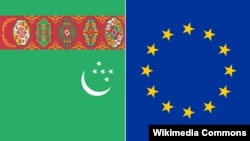 Türkmenistanyň we Ýewropa Bileleşiginiň baýdaklary