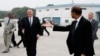 INDIA - Secretary of State Mike Pompeo says goodbye as he boards his plane in New Delhi, June 27,2019