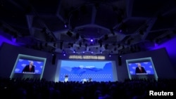 Presidenti amerikan, Donald Trump gjatë fjalimit në Davos.