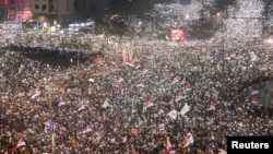 Протест во Белград на плоштадот Славија, на повик на студентите во блокада, 15 март 2025 година