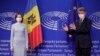 Președinta R. Moldova, Maia Sandu, și președintele Parlamentului European, David Sassoli, 19 ianuarie 2021