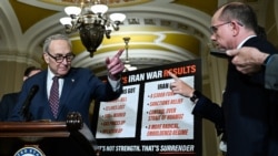 US Senate Minority Leader Chuck Schumer (D-NY) takes questions as Senate Democratic leaders hold a press conference in Washington on June 23.